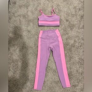 Wilo The Label Pink and Purple leggings and top set size M